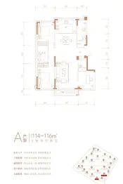 万盛书院3室2厅1厨2卫建面114.00㎡