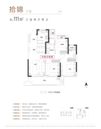 新锦成·拾光云锦3室2厅1厨2卫建面111.00㎡