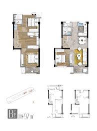 旭辉大唐·江山天境3室2厅1厨2卫建面97.00㎡