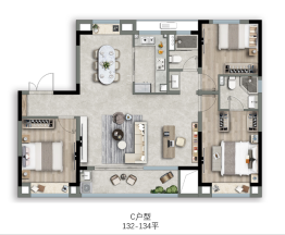 中建颐璟臺3室2厅1厨2卫建面132.00㎡