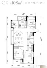 风荷叠翠府3室2厅1厨2卫建面108.00㎡