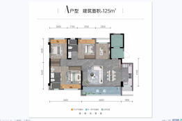 悦湖金茂悦4室2厅1厨2卫建面125.00㎡