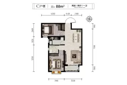 橄榄绿洲2室2厅1厨1卫建面88.00㎡