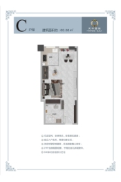 天丰国际1室1厅1厨1卫建面60.08㎡