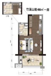 碧桂园明月溪谷1室1厅1卫建面46.00㎡