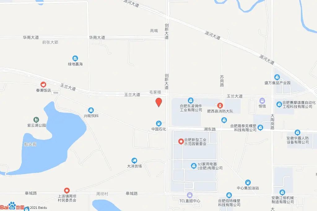 肥西经开区玉兰大道与创新大道交口西南侧交通图