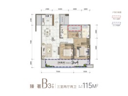 中伟悦宁府3室2厅1厨2卫建面115.00㎡