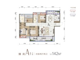 中伟悦宁府4室2厅1厨2卫建面142.0㎡