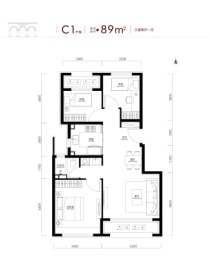 中海学仕里3室2厅1厨1卫建面89.00㎡