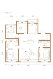 吴中府4室2厅1厨2卫建面175.0㎡