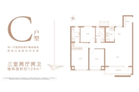 高层3室2厅2卫129㎡C户型