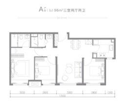 华曦府3室2厅1厨2卫建面96.00㎡