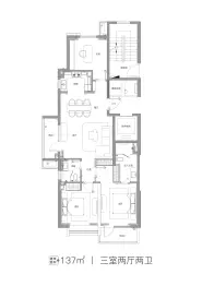 西海岸·尚嘉中心3室2厅1厨2卫建面137.00㎡