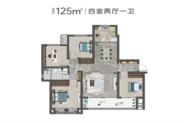 中疆学府·状元台4室1厅1厨1卫建面125.00㎡