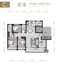 奥达华府4室2厅1厨2卫建面142.00㎡