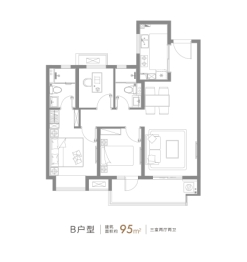 光明星城3室2厅1厨2卫建面95.00㎡