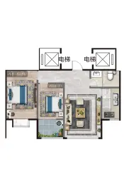 立国中泰名城2室2厅1卫建面91.47㎡