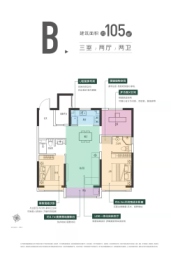 恒基旭辉都会江来3室2厅1厨2卫建面105.00㎡