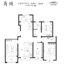 观园府邸4室2厅1厨2卫建面152.00㎡