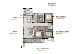 鲁能公馆三期4室2厅1厨2卫建面125.0㎡