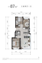 龙湖建工·九里熙宸3室2厅1厨1卫建面87.00㎡