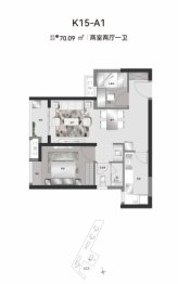 福星惠誉·星誉国际2室2厅1厨1卫建面70.09㎡