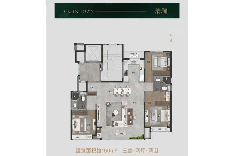 桂语澜庭160㎡三室两厅两位-清澜3室2厅2卫1厨160.00㎡-石家庄房天下