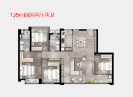 联发保利·臻樾4室2厅1厨2卫建面139.00㎡