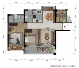 金满庭3室2厅1厨2卫建面89.00㎡