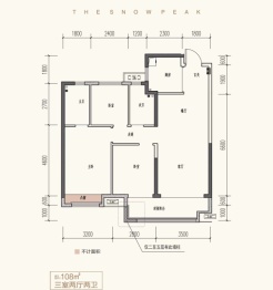 株洲美的雪峰山壹号3室2厅1厨2卫建面108.15㎡