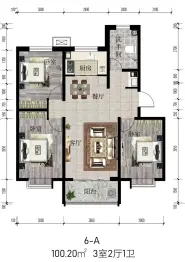 国泰华府3室2厅1厨1卫建面100.20㎡