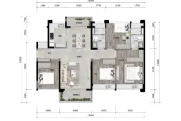 龙光·玖誉台4室2厅1厨2卫建面124.9㎡