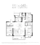 国韵雍璟建面约140㎡户型