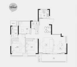 旭辉天阜越江来4室2厅1厨2卫建面139.00㎡