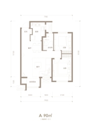 海轩府2室2厅1厨1卫建面90.00㎡