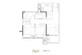 榕发北源云筑3室2厅1厨1卫建面76.00㎡