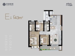 环球港湾3室2厅1厨2卫建面143.00㎡