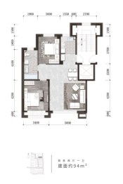 天定山小镇2室2厅1厨1卫建面94.00㎡