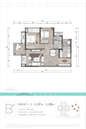 千江凌云2室2厅1厨1卫建面87.00㎡