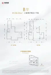 天恒瑞云府3室2厅1厨2卫建面230.00㎡