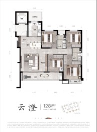 建发·缦云4室2厅1厨2卫建面128.00㎡