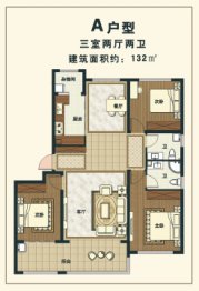 华旗金榜城3室2厅1厨2卫建面132.00㎡