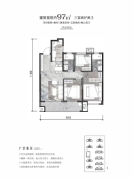 陕建·云澜府3室2厅1厨2卫建面97.00㎡