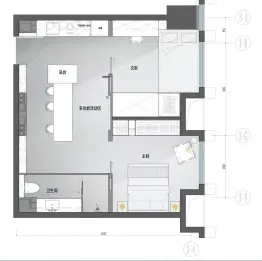 绿地派克公馆2室2厅1厨1卫建面74.00㎡