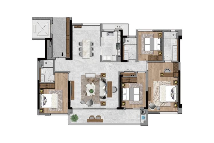 福州建发·玺云4室2厅3卫1厨180.00㎡户型图-福州房天下