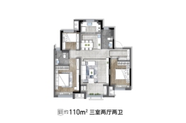 龙湖学樘府3室2厅1厨2卫建面110.00㎡