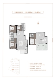 弘景上院3室2厅1厨2卫建面80.00㎡