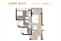 东实旗盛花园3室2厅1厨1卫建面79.00㎡