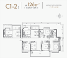 C1-2户型：约126㎡四房两厅两卫