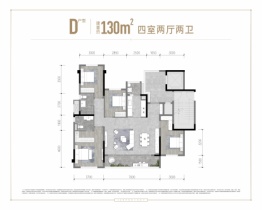 龙湖·九里璟颂4室2厅1厨2卫建面130.00㎡